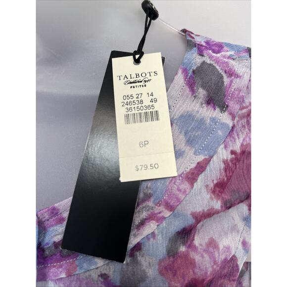 TALBOTS 2 In 1 * Sheer Floral Blouse w/ Silk Shell * Sleeveless Sz 6 Petite NWT - Picture 5 of 11